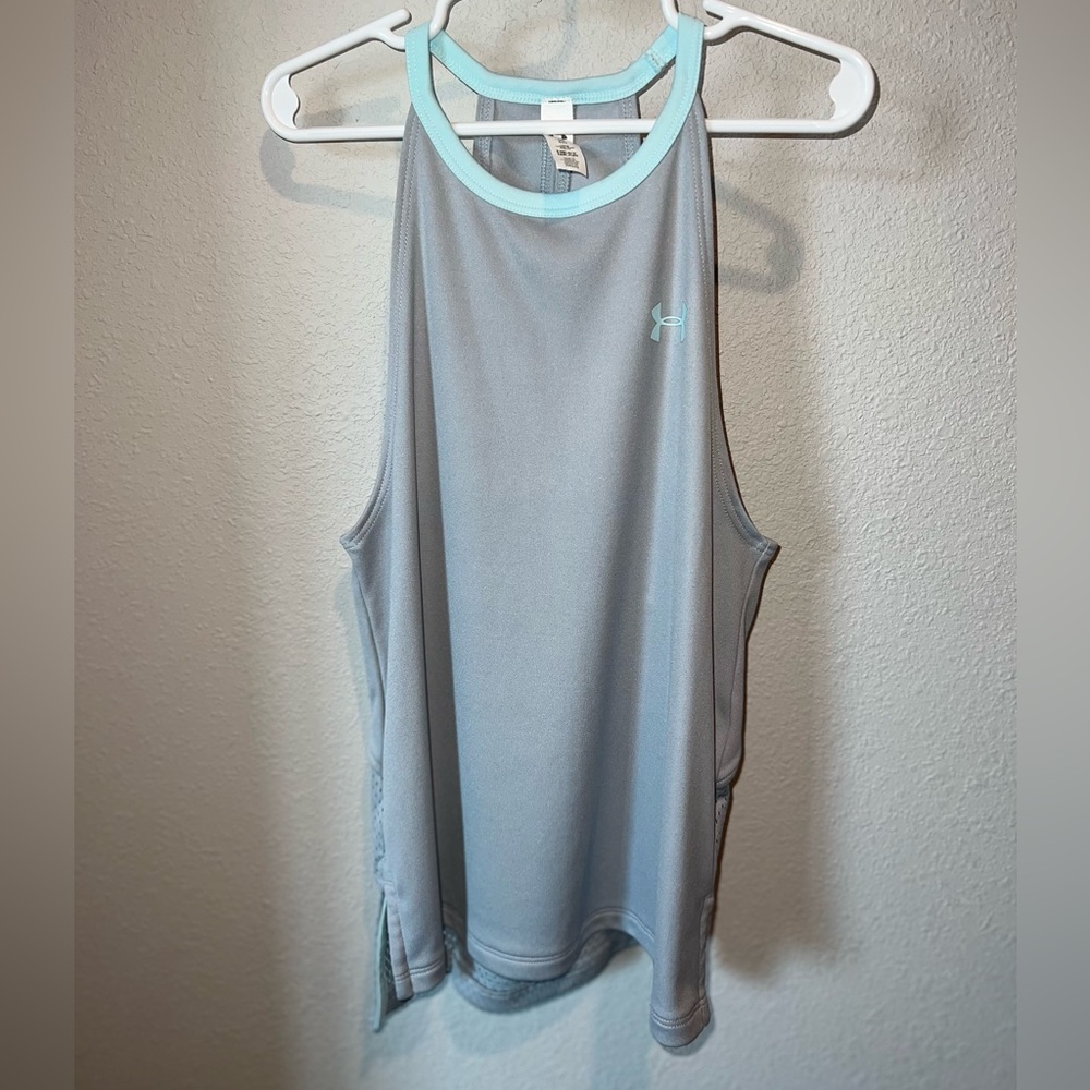 Under Armour size youth s gray tank with teal details